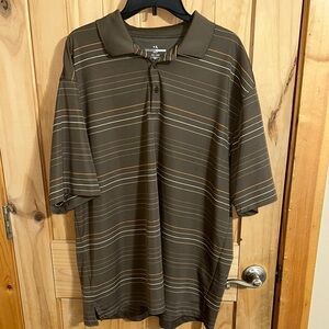 Grand Slam  Brown and White Stripes Golf Polo